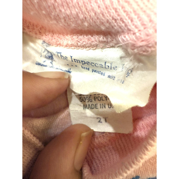 Vintage Impeccable Pig Shirt Toddler 2T Pink Blue Graphic Tee Made USA 1986 - Picture 4 of 5